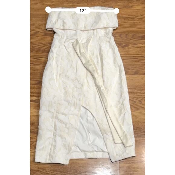 Alexis Isotta cream Floral Brocade Strapless Wrap Tie bride Dress small - Picture 4 of 13